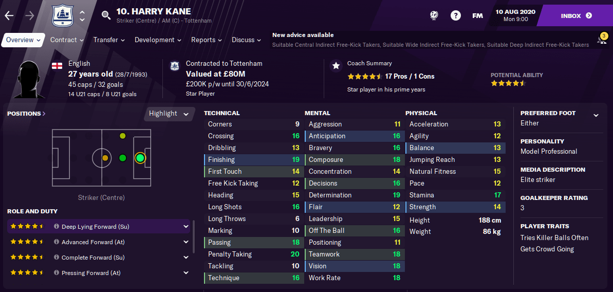 Football Manager 2021 Harry Kane