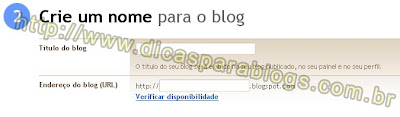 Nome e url do blog