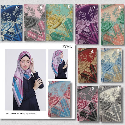 scarf zoya, segiempat zoya, kerudung zoya terbaru, koleksi terbaru zoya 2018