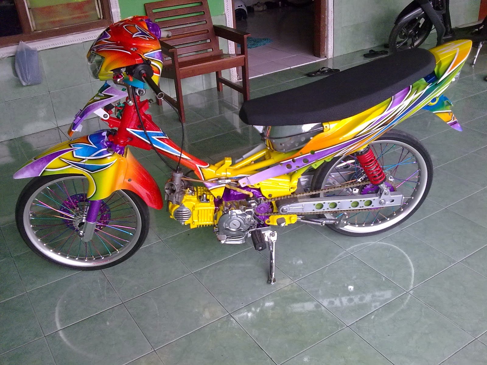  Modif  jupiter  z  standar burhan ala road race airbrush  moto 