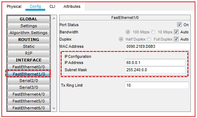 Setting Interface FastEthernet1/0