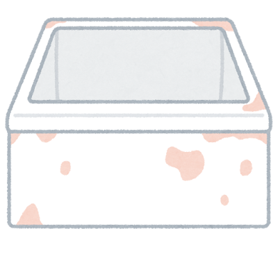 ピンクのカビの生えた浴槽のイラスト