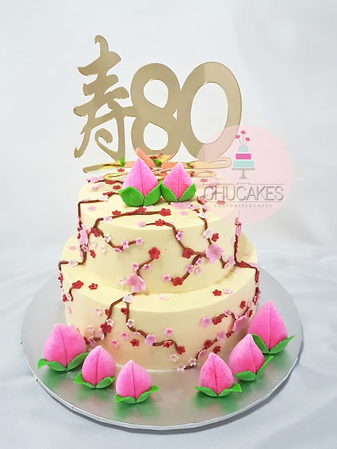 longevity buns cake singapore chucakes 2 tier 2 tiers buttercream