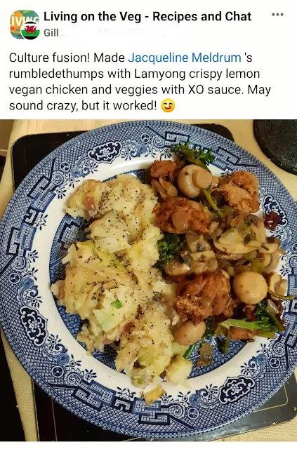 readers photo of rumbledethumps with vegan chicken