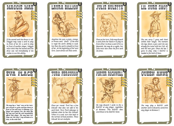 Robbers' Roost BANG! Expansion Cardsheet 2