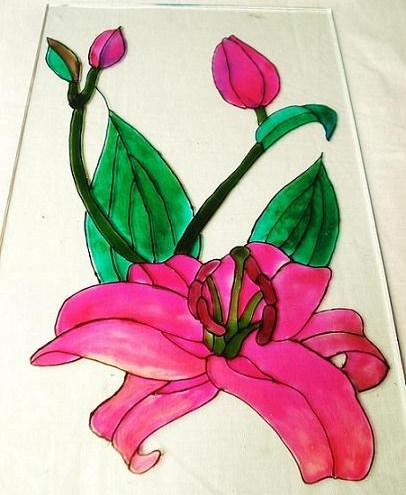 flower designs for glass painting. One of the glass paintings I