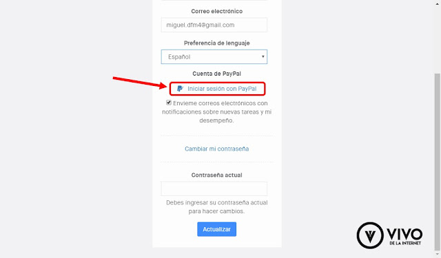 Configurar cuenta PayPal para recibir pagos.