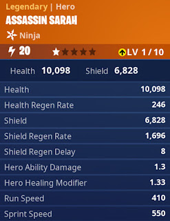 Assassin Sarah legendary hero stats