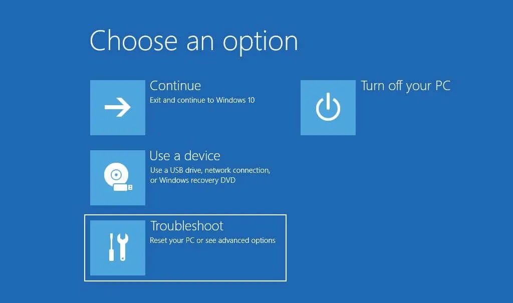 adanced startup troubleshoot option