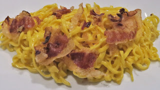 Tagliolini alla Carbonara Romagnola with Guanciale.