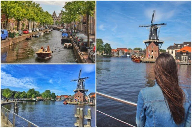 Canal, molino de viento De Adriaan en Haarlem