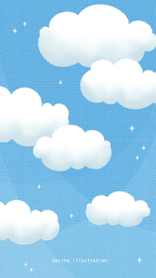 【わた雲】空のおしゃれでシンプルかわいいイラストスマホ壁紙/ホーム画面/ロック画面