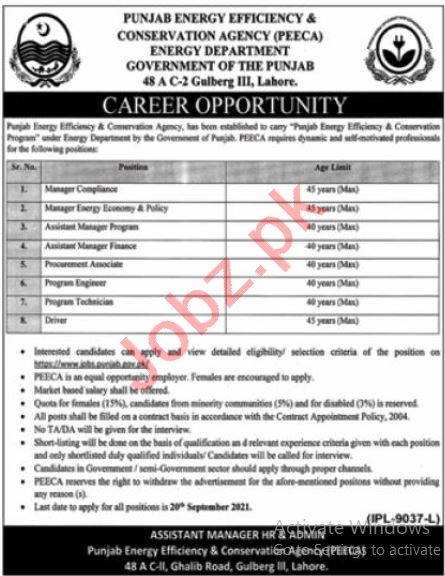 Jobs in Punjab Energy Efficiency and Conservation Agency PEECA