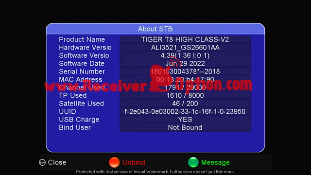 TIGER T8 HIGH CLASS V2 HD RECEIVER NEW SOFTWARE V4.39 JUNE 29 2022