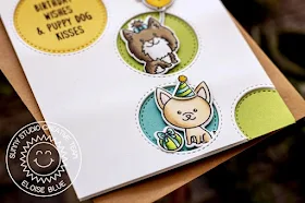 Sunny Studio Stamps: Puppy Dog Kisses Party Pups Staggered Circle Dies Puppy Themed Birthday Card by Eloise Blue