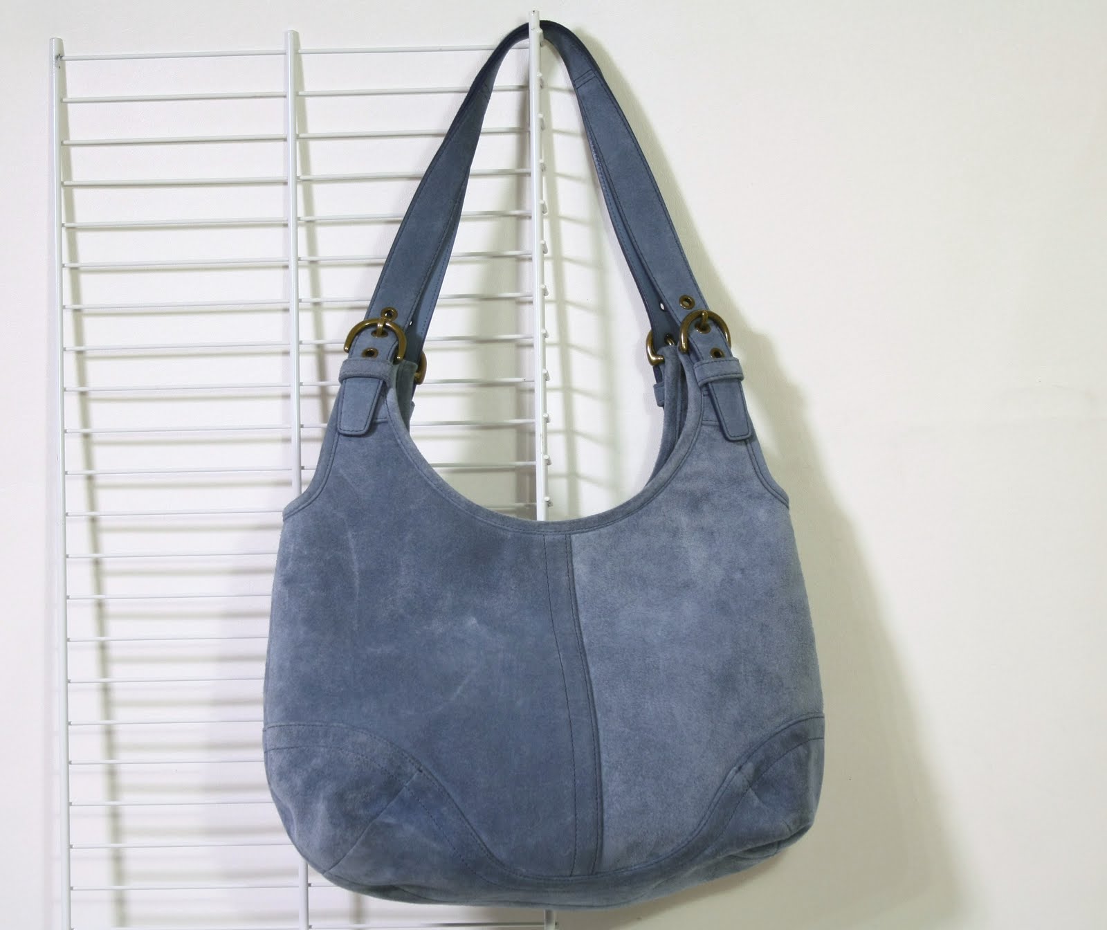 SOLD- Coach Blue Suede Hobo Handbag