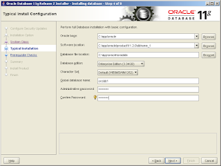 Fig 1.8 Oracle Database 11gR2 Win64 Installation - Typical Install Configuration