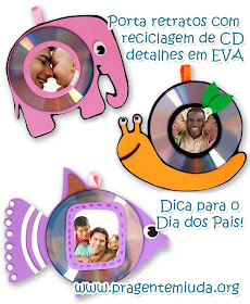 porta retrato feito com CDs para dia dos pais