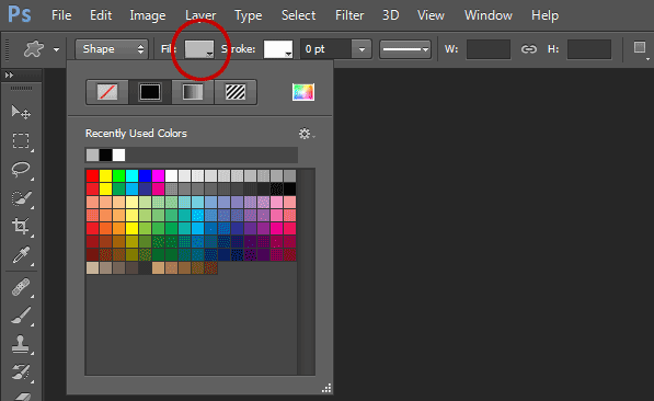 Click the color swatch in the options bar, and then choose a color available.