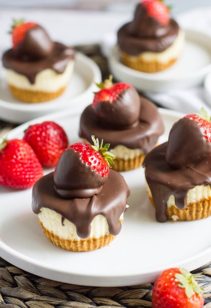Chocolate Covered Strawberry Cheesecakes
