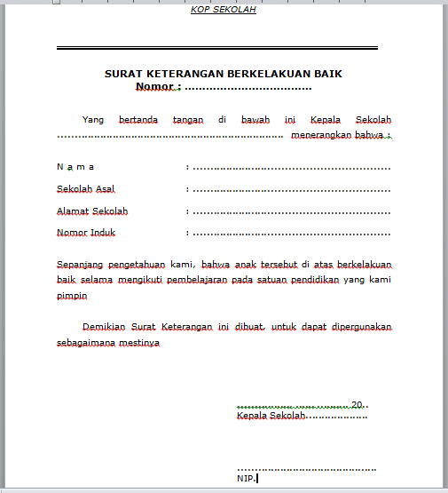 Sentra Pendidikan Download Contoh Surat Keterangan Berkelakuan Baik Skkb Dari Sekolah