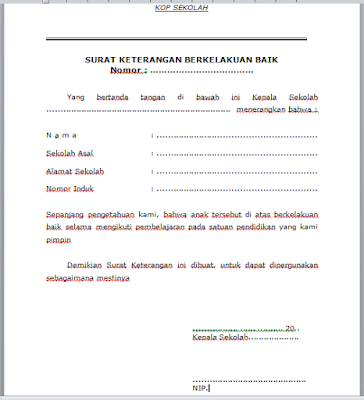 Contoh Surat Keterangan Kelakuan Baik Dari Kepala Sekolah Untuk Guru Contoh Seputar Surat