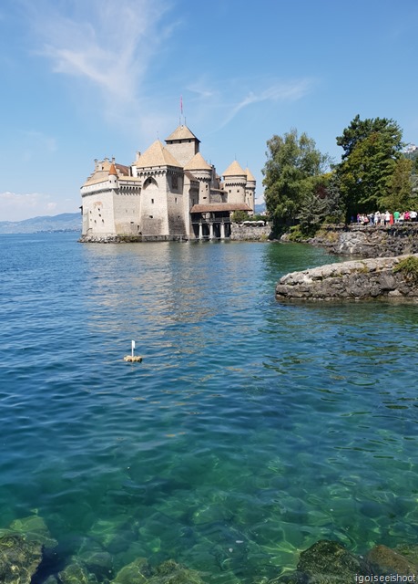 Gorgeous view of Chillon Castle set on the shores of Lake Geneva