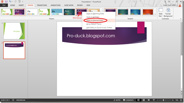Apply to selected slides