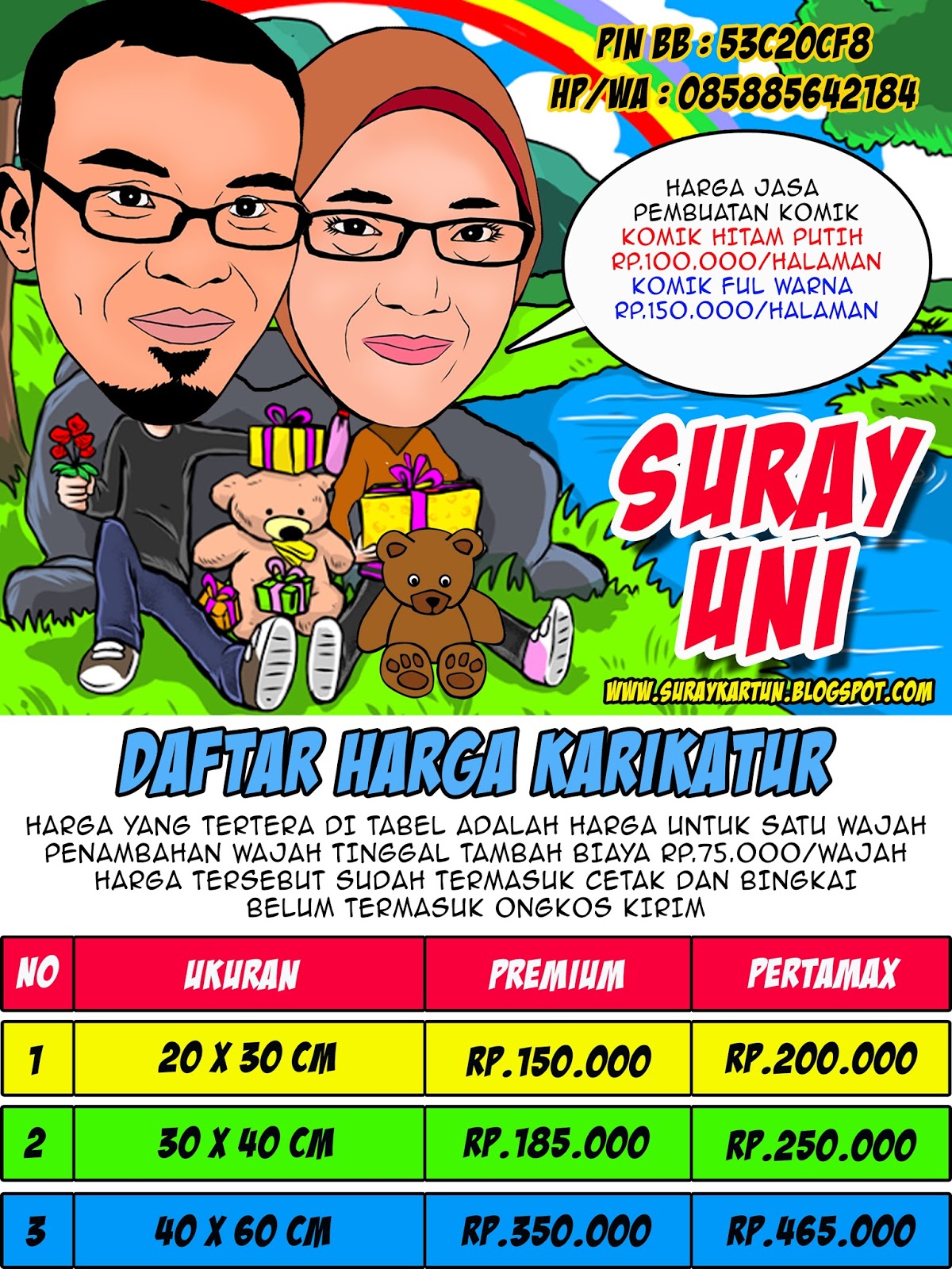 DAFTAR HARGA KARIKATUR KOMIK DI SURAY KARTUN KimiNoru