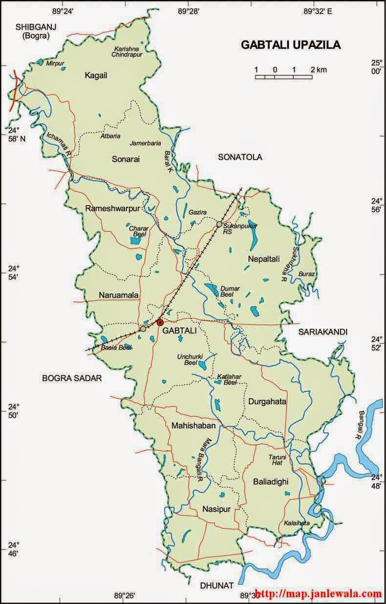 gabtali upazila map of bangladesh
