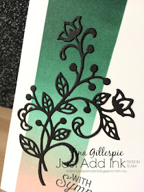 scissorspapercard, Stamping' Up!, Just Add Ink, Flourishes Thinlits, Flourishing Phrases, Sympathy, Sponge Brayer