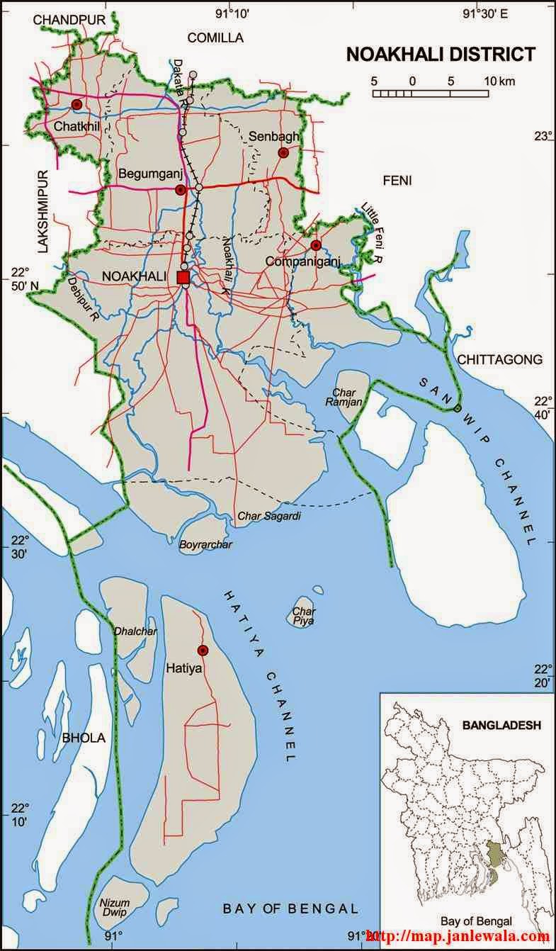 noakhali zila map of bangladesh