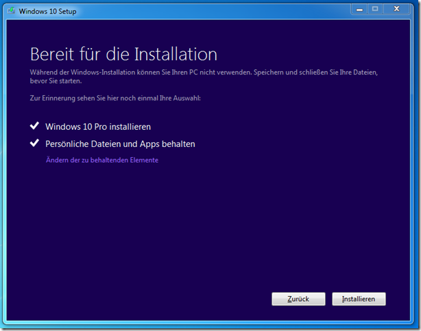 Windows 10 über Upgrade installieren