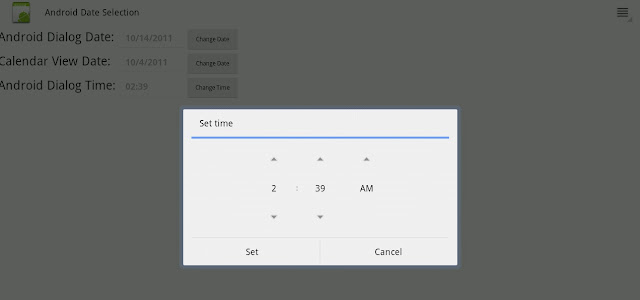 Android DatePickerDialog TimePickerDialog and CalendarView widget