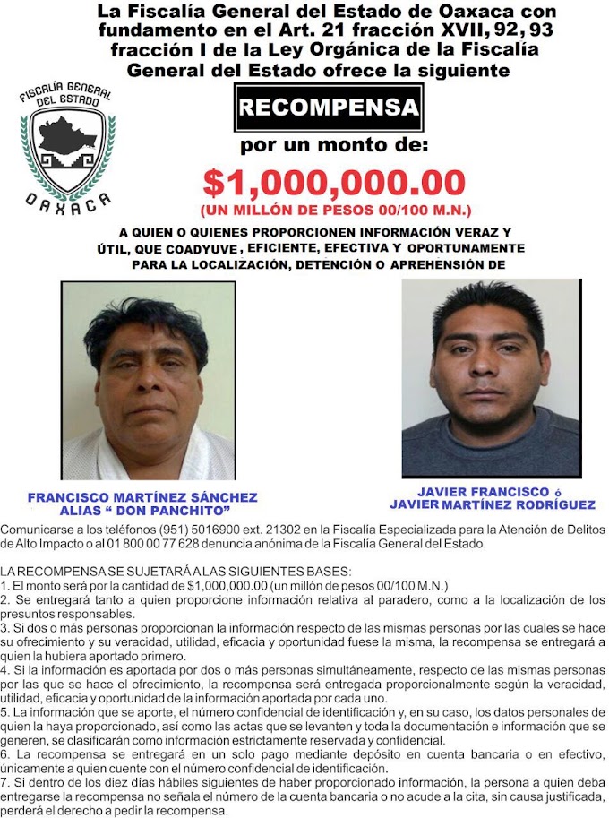 Ofrece Fiscalía recompensa por "Don Panchito"