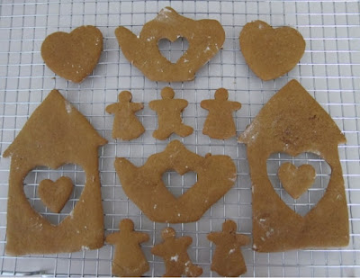 cut out cookies house, heart, tea pot