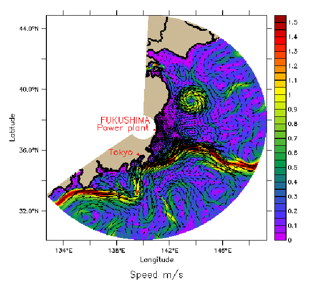 ocean currents animation. ocean currents off Japan.