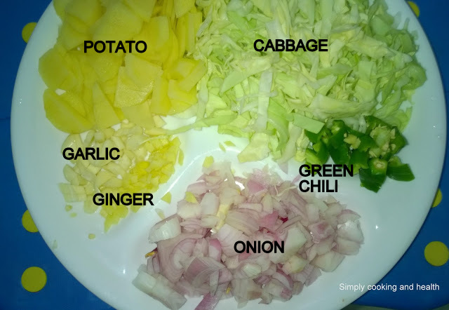 Ingredients for Easy and Mild cabbage curry with potato
