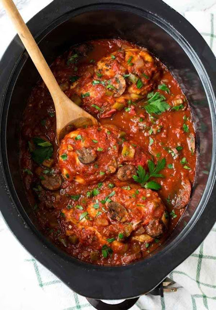 Slow Cooker Chicken Cacciatore - Crock Pot Meals for the Sabbath  | Land of Honey