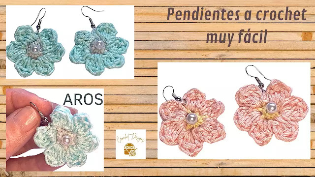 PASO A PASO GRATIS de Aretes de Flores a Ganchillo