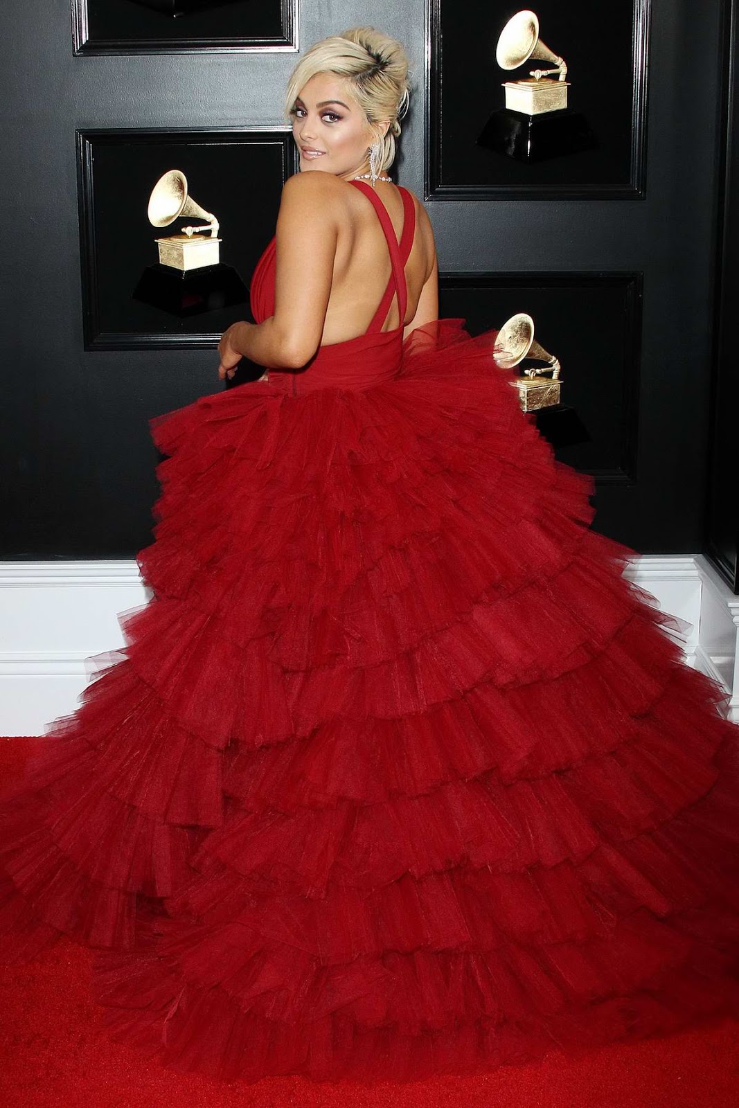 Bebe Rexha best red carpet dresses attends 2019 Grammy Awards in Los Angeles