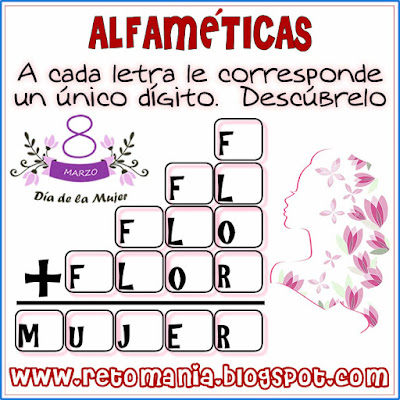 Alfaméticas, Criptoaritmética, Criptosumas, Juego de Letras, Criptogramas, Problemas matemáticos, Desafíos matemáticos, Problemas de ingenio matemático