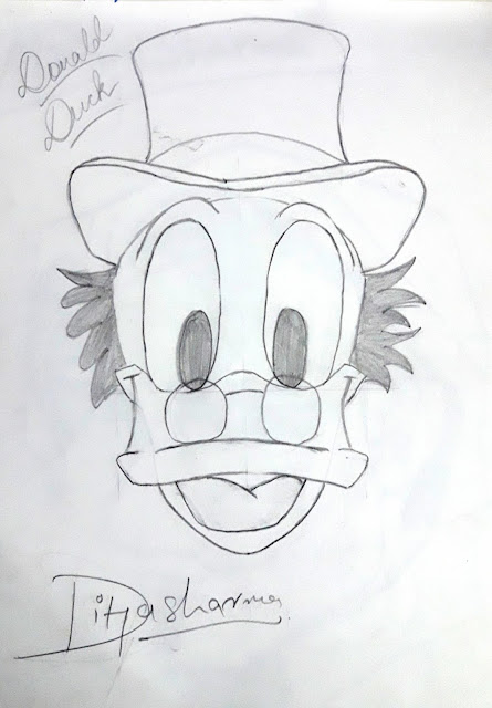 pencil sketch of Donald Duck