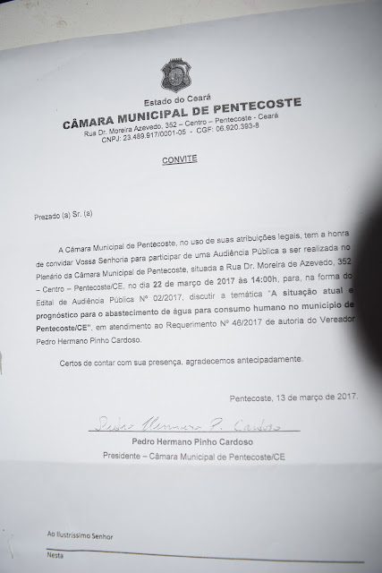 Pentecoste: Audiência Pública vai debater situação dos recursos hídricos no município