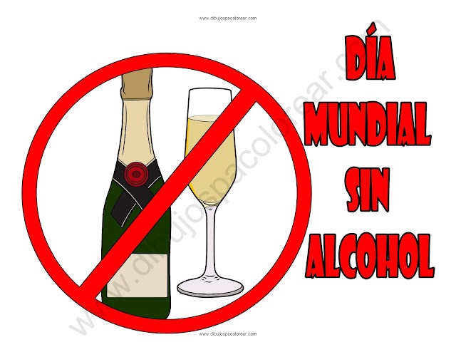 Día Mundial sin Alcohol dibujo a color y para colorear