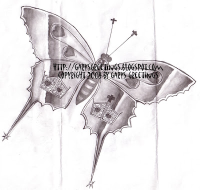Gary drew this butterfly as the first draft of a tattoo design for his 