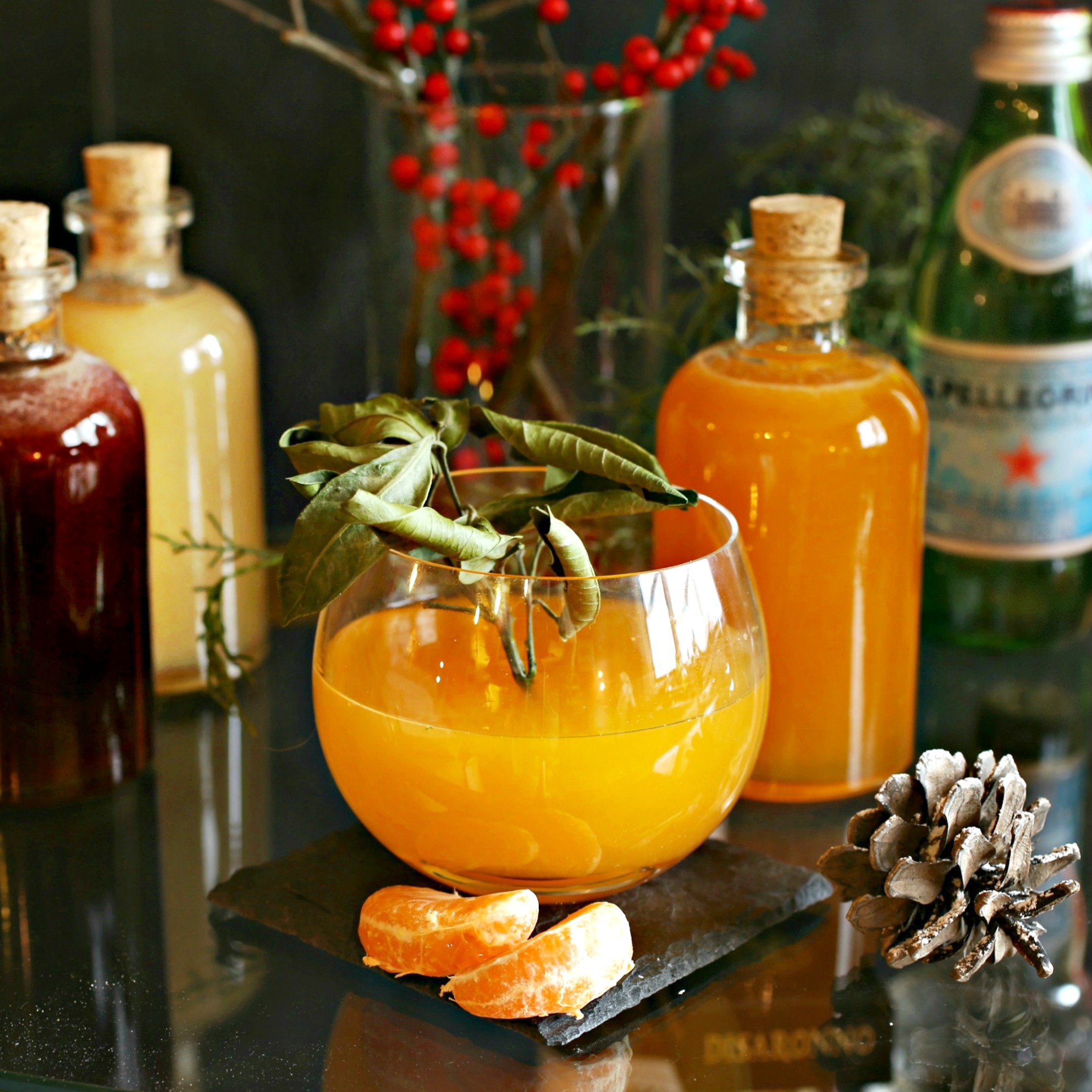 Recipe for a gin cocktail flavored with a mandarin orange shrub.