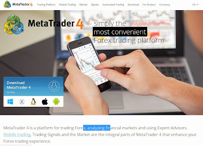 Tampilan Halaman Awal Situs Resmi Meta Trader 4
