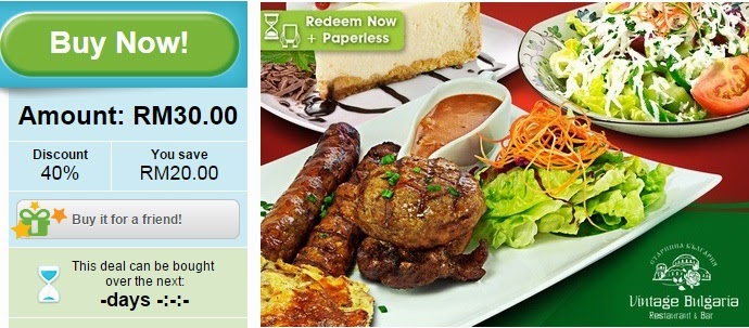 Vintage Bulgaria cash voucher offer, discount, Penang, groupon Malaysia