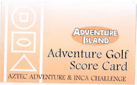 Minigolf scorecard from Adventure Island Adventure Golf in Southend-on-Sea